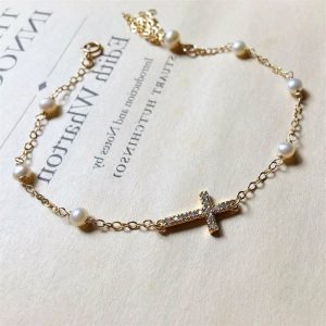 Mens/Womens Bracelets | Gold Cross Pearl Bracelet Bracelets Bracelets