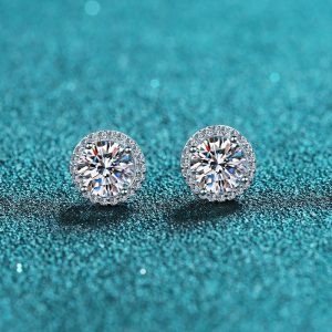 Mens/Womens Earrings | Moissanite Halo Stud Wedding Earrings Earrings Earrings