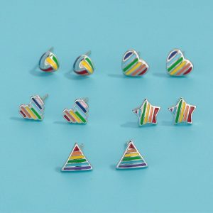 Mens/Womens Earrings | Rainbow LGBTQ Pride Heart Star Earrings Earrings Earrings