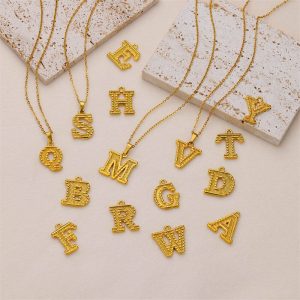 Mens/Womens Necklaces & Pendants | Gold Initial Letter Pendant Necklace Jewelry Mens