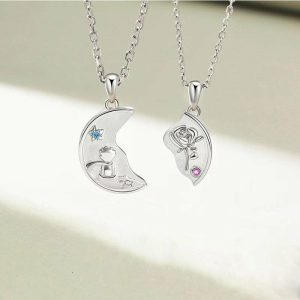 Mens/Womens Necklaces & Pendants | Little Prince Rose Flower Couple Necklace Jewelry Mens