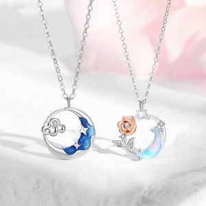 Mens/Womens Necklaces & Pendants | Moon Rose Flower Couple Necklace Jewelry Mens