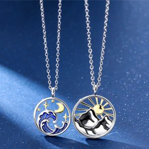 Mens/Womens Necklaces & Pendants | Mountain Ocean Matching Couple Necklace Jewelry Mens