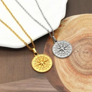 Mens/Womens Necklaces & Pendants | Titanium Steel Compass Pendant Necklace Jewelry Mens