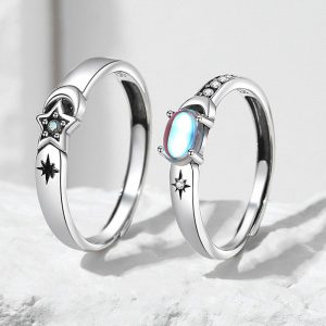 Mens/Womens Rings | Star Moon Moonstone Couple Ring Jewelry Mens