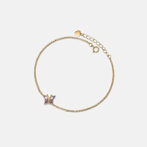 Womens Anklets | Amethyst Butterfly Charm Anklet Anklets Anklets