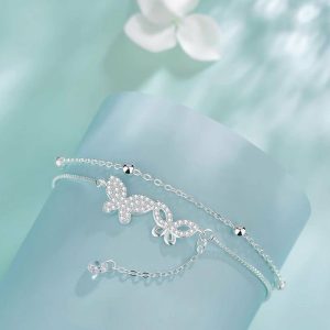 Womens Anklets | Butterfly Charm Double Chain Anklet Anklets Anklets