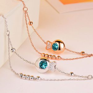 Womens Anklets | Fish Charm Bead Double Chain Anklet Anklets Anklets