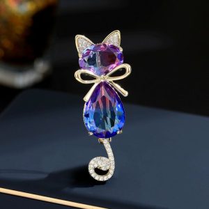 Womens Brooches | Color Gemstone Cat Wedding Brooch Brooches Brooches