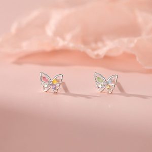 Womens Earrings | Butterfly Color Gemstone Stud Earrings Earrings Earrings