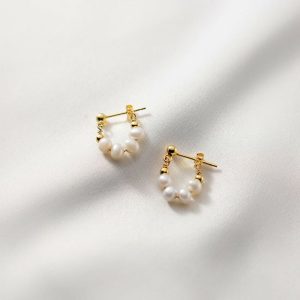 Womens Earrings | Dainty Pearl Hoop Earrings Earrings Earrings