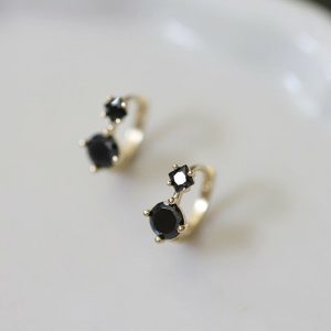 Womens Earrings | Gothic Black Zircon Hoop Earrings Earrings Earrings