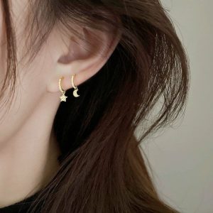 Womens Earrings | Moon Star Dangle Drop Hoop Earrings Earrings Earrings