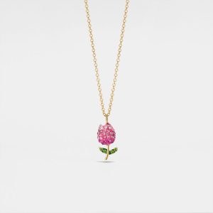 Womens Necklaces & Pendants | Dainty Pink Tulip Flower Necklace Jewelry Necklaces & Pendants