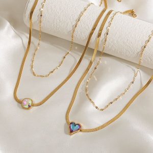 Womens Necklaces & Pendants | Heart Square Layered Necklace Jewelry Necklaces & Pendants