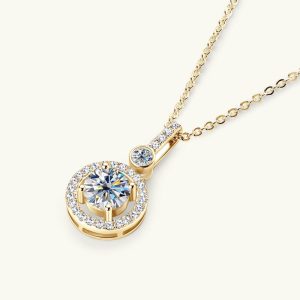 Womens Necklaces & Pendants | Moissanite Halo Circle Charm Necklace Jewelry Necklaces & Pendants