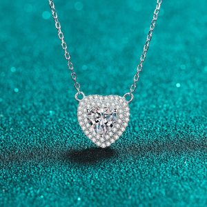 Womens Necklaces & Pendants | Moissanite Heart Halo Wedding Necklace Jewelry Necklaces & Pendants