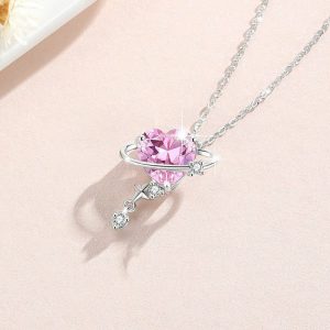 Womens Necklaces & Pendants | Pink Heart Planet Moon Star Necklace Jewelry Necklaces & Pendants