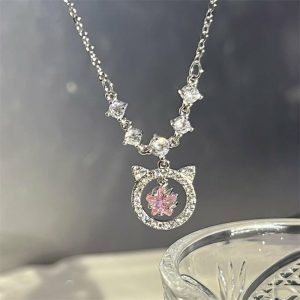 Womens Necklaces & Pendants | Pink Star Cat Pendant Necklace Jewelry Necklaces & Pendants