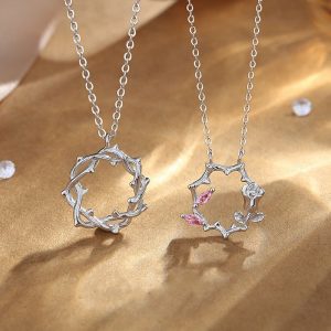 Womens Necklaces & Pendants | Rose Flower Matching Couple Charm Necklace Jewelry Necklaces & Pendants