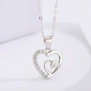 Womens Necklaces & Pendants | Silver Double Heart Necklace Jewelry Necklaces & Pendants