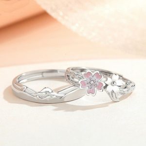 Womens Rings | Cherry Blossom Flower Mountain Couple Ring Jewelry Rings