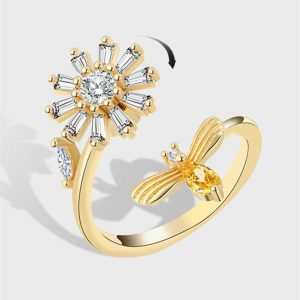 Womens Rings | Daisy Flower Anxiety Fidget Spinner Ring Jewelry Rings