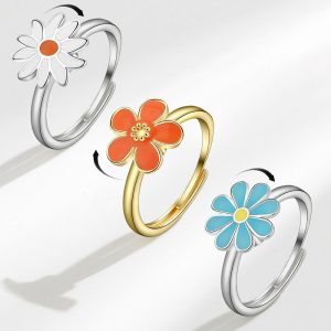 Womens Rings | Flower Anxiety Fidget Spinner Ring Jewelry Rings