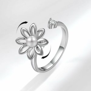 Womens Rings | Flower Anxiety Fidget Spinner Ring Jewelry Rings