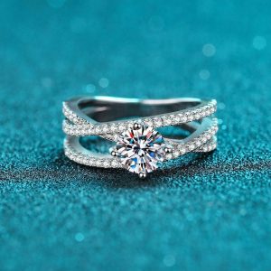 Womens Rings | Four-Prong Moissanite Engagement Ring Jewelry Rings