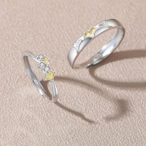 Womens Rings | Ginkgo Leaf Matching Couple Band Ring Jewelry Rings