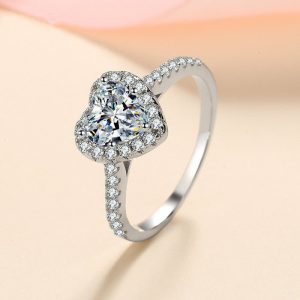 Womens Rings | Heart Moissanite Halo Engagement Ring Jewelry Rings