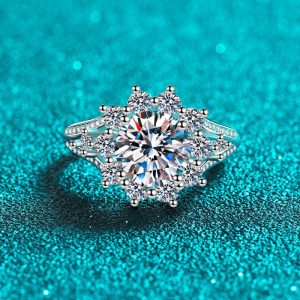 Womens Rings | Moissanite Halo Pave Engagement Ring Jewelry Rings