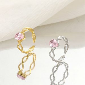 Womens Rings | Pink Teardrop Twisted Ring Jewelry Rings