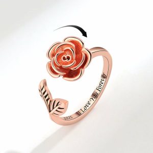 Womens Rings | Rose Flower Anxiety Fidget Spinner Ring Jewelry Rings