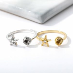 Womens Rings | Starfish Seashell Adjustable Ring Jewelry Rings