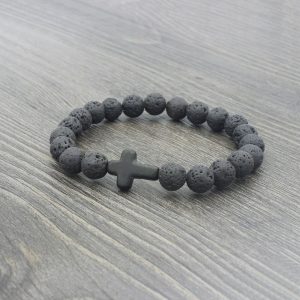 Womens/Mens Bracelets | Lava Stone Beaded Cross Bracelet Bracelets Bracelets