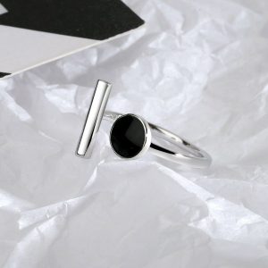 Womens/Mens Rings | Black Enamel Open Ring Jewelry Mens