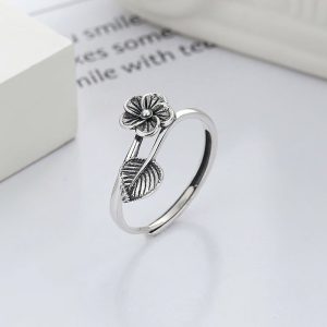 Womens/Mens Rings | Silver Flower Leaf Ring Jewelry Mens