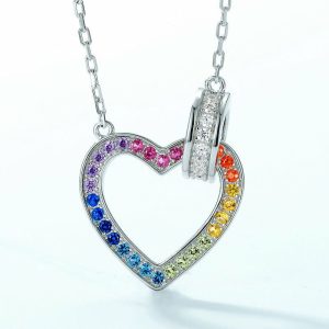 Womens Necklaces & Pendants | Color Gemstone Pave Heart Necklace Jewelry Necklaces & Pendants