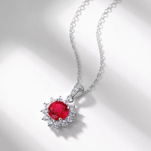 Womens Necklaces & Pendants | Lab Grown Ruby Flower Necklace Jewelry Necklaces & Pendants