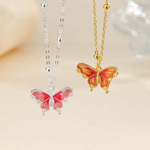 Womens Necklaces & Pendants | Tangerine Butterfly Pendant Necklace Jewelry Necklaces & Pendants