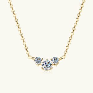 Womens Necklaces & Pendants | Three Stone Moissanite Smile Necklace Jewelry Necklaces & Pendants