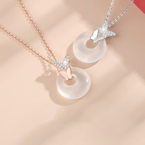 Womens Necklaces & Pendants | Butterfly Jade Circle Charm Wedding Necklace Jewelry Necklaces & Pendants