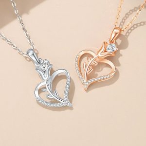 Womens Necklaces & Pendants | Rose Flower Heart Necklace Jewelry Necklaces & Pendants