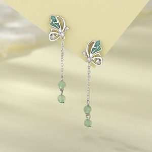 Womens Earrings | Green Butterfly Tassel Stud Earrings Earrings Earrings