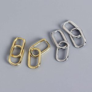 Womens Earrings | Interlocking Rectangular Hoop Earrings Earrings Earrings