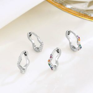 Womens Earrings | Rainbow Color Gem Twist Hoop Earrings Earrings Earrings