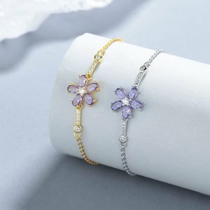 Womens Bracelets | Purple Flower Charm Bracelet Bracelets Bracelets