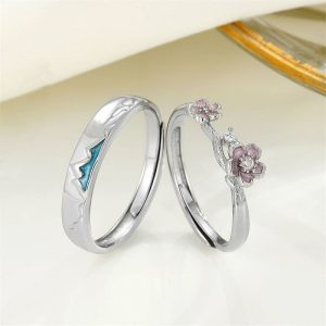 Womens Rings | Cherry Blossom Mountain Couple Ring Jewelry Rings